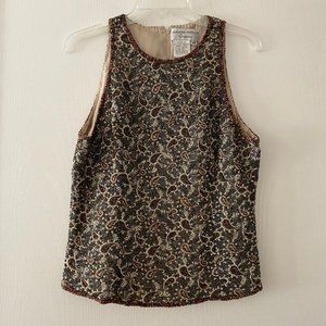 vintage adrianna papell occasions beaded silk paisley top